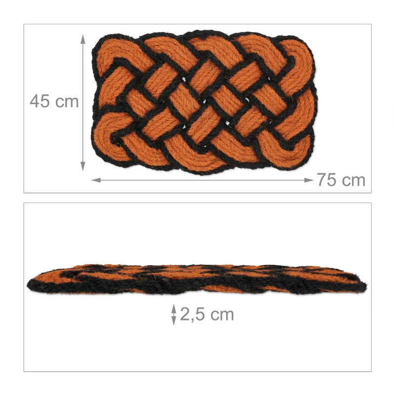 Paillasson décoratif réversible extérieur 80 x 60 cm en fibres de coco orange 13_0011427