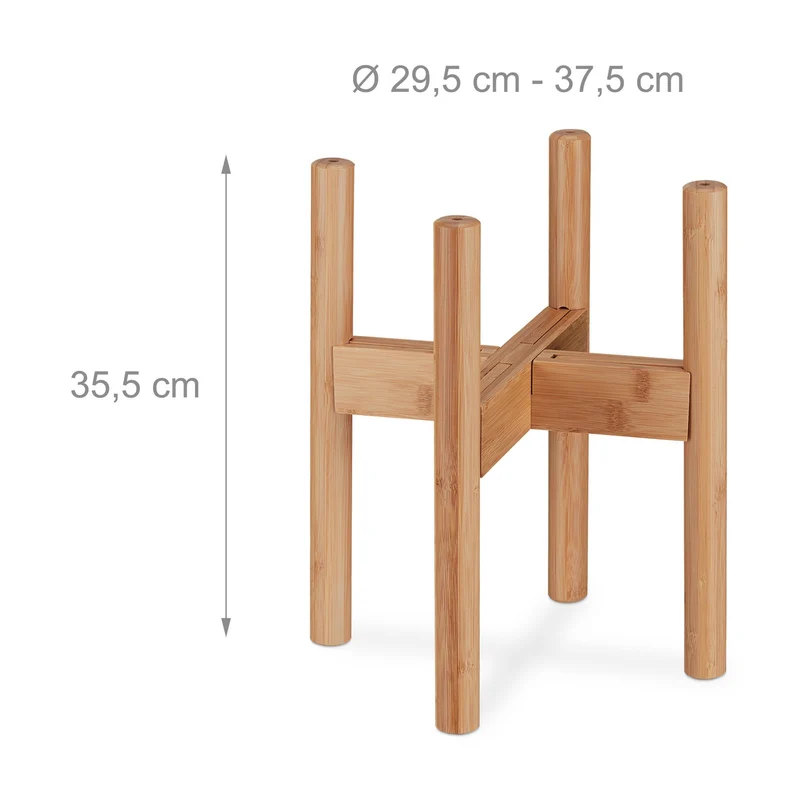 Lot de 2 supports pour plantes régleables empilables décoration foyer 25 x 25 x 60 cm en bambou naturel 13_0011688