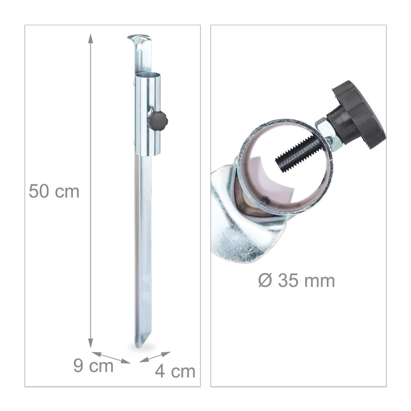 Pied de parasol robuste pour jardin camping plage en acier galvanisé gris 13_0010722