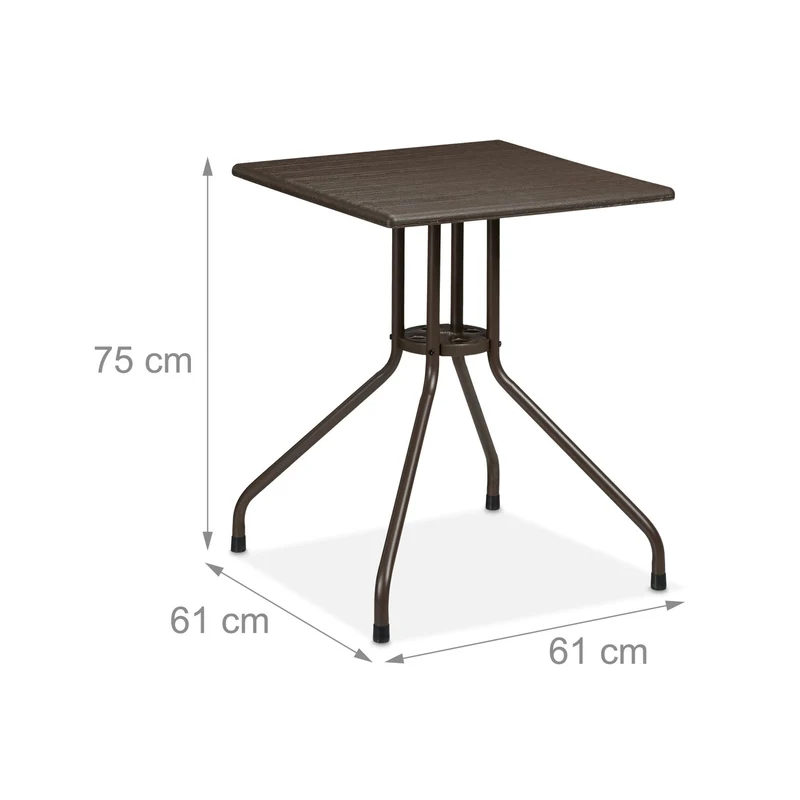 Table d'appoint carrée design moderne jardin 90 x 90 x 75 cm en plastique marron 13_0015782