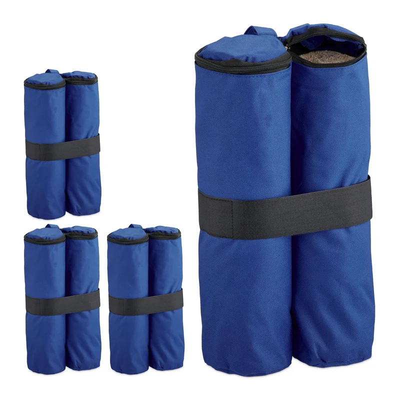 Lot de 4 sacs de lestage pour tonnelle extérieur remplissables 60 x 30 x 30 cm en tissu oxford noir 13_0015397