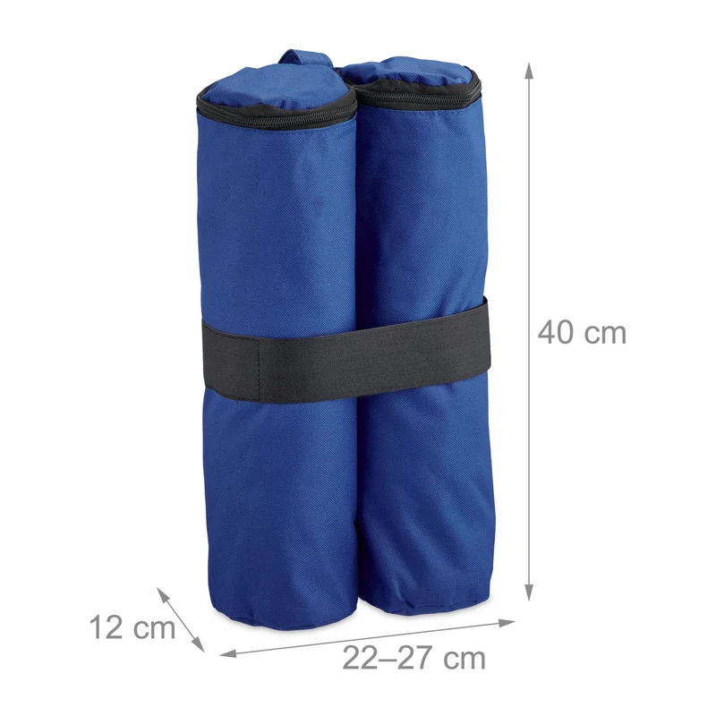 Lot de 4 sacs de lestage pour tonnelle extérieur remplissables 60 x 30 x 30 cm en tissu oxford noir 13_0015397