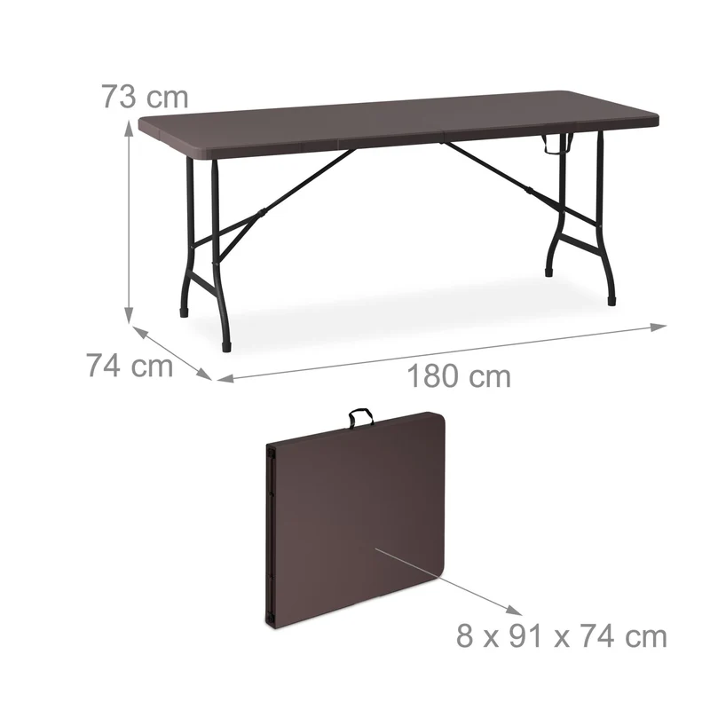 Ensemble de jardin table pliante 180 x 74 x 73 cm 2 bancs pliants usage extérieur design moderne en acier noir 13_0015788