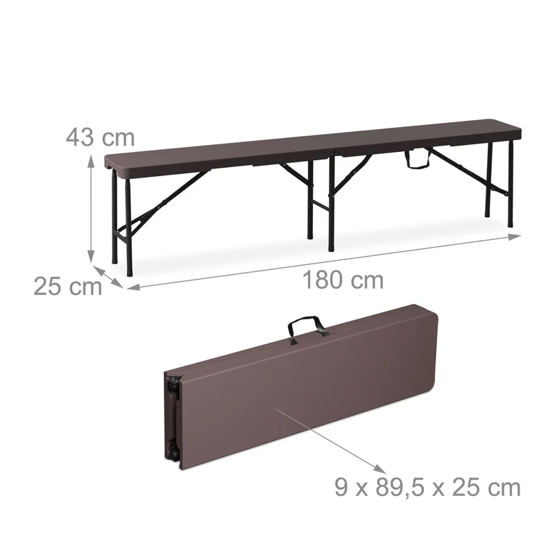 Ensemble de jardin table pliante 180 x 74 x 73 cm 2 bancs pliants usage extérieur design moderne en acier noir 13_0015788