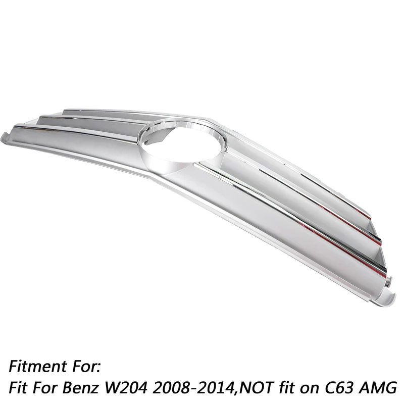 Calandre Centrale Mercedes W204 C300 C350 2008-2014 Argent Avec LED