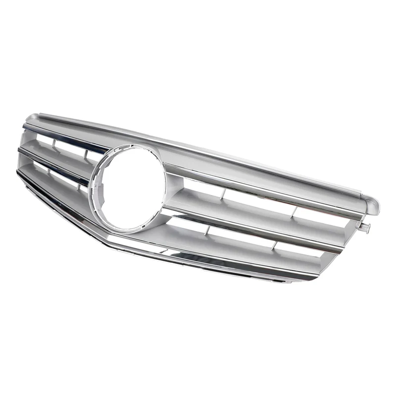 Calandre Centrale Mercedes W204 C300 C350 2008-2014 Argent Avec LED