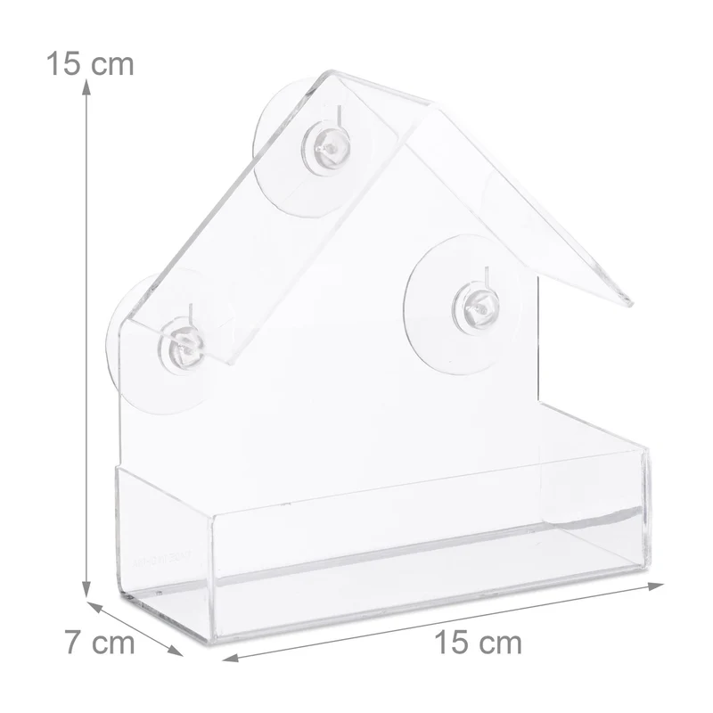 Lot de 2 mangeoires à oiseaux transparentes design en plastique pour fenêtre 20 x 10 x 10 cm en plastique transparent 13_0015319