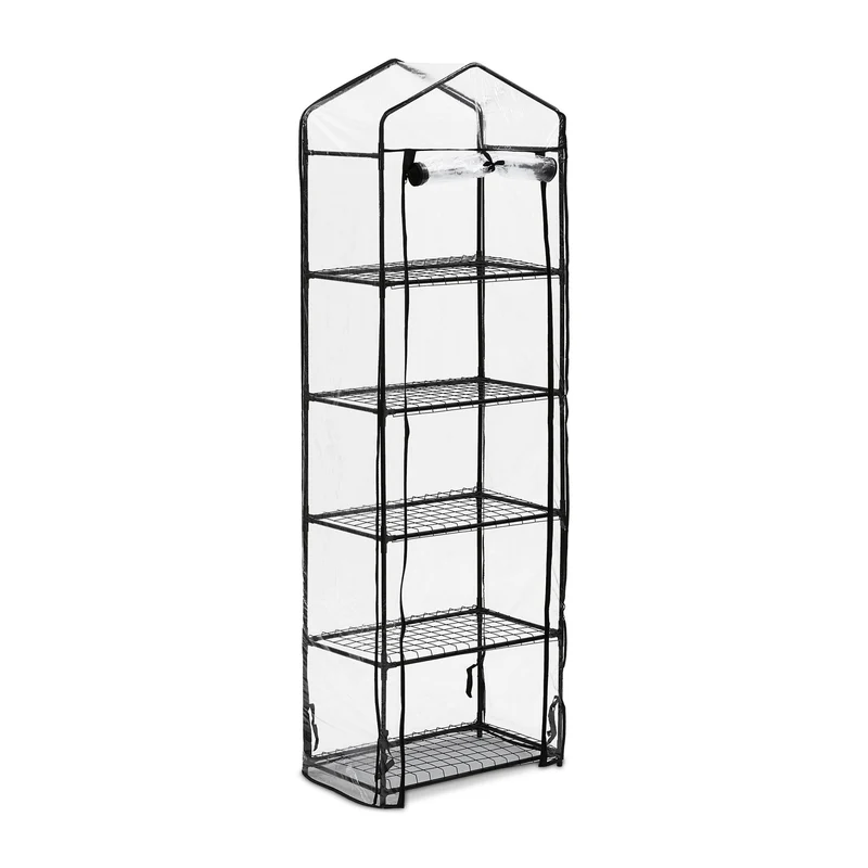 Serre de balcon verticale avec bâche translucide 5 étagères pour légumes et plantes aromatiques en PVC transparent 13_0011982