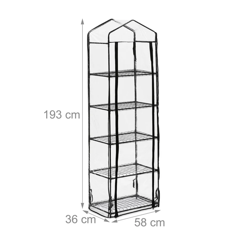 Serre de balcon verticale avec bâche translucide 5 étagères pour légumes et plantes aromatiques en PVC transparent 13_0011982