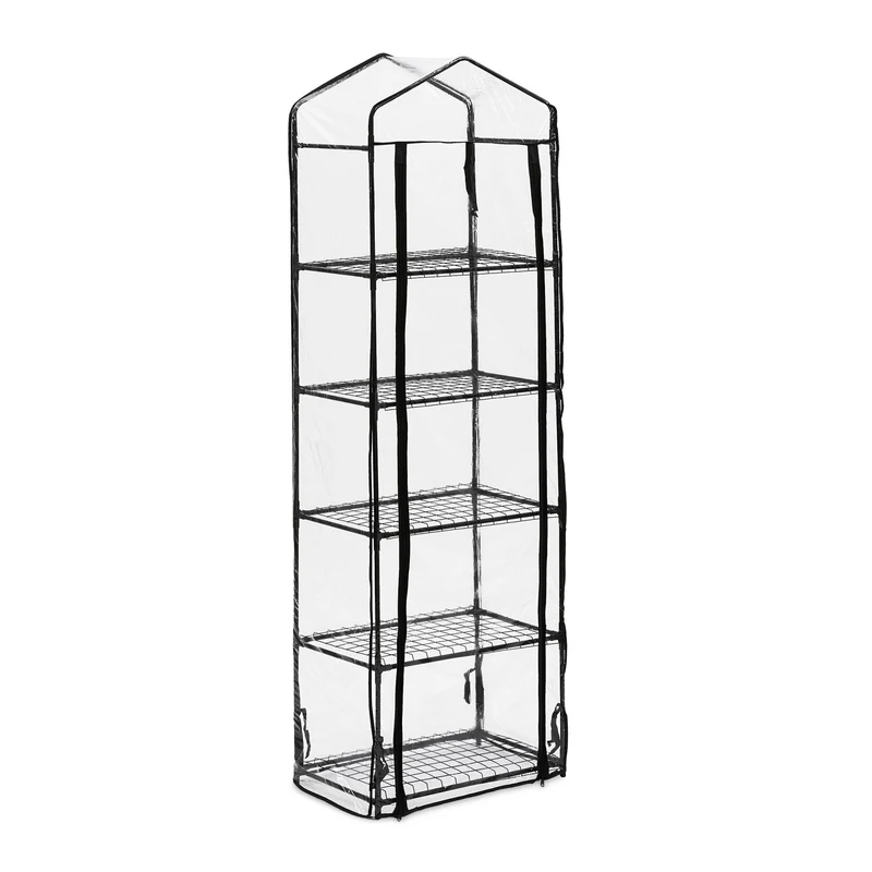 Serre de balcon verticale avec bâche translucide 5 étagères pour légumes et plantes aromatiques en PVC transparent 13_0011982
