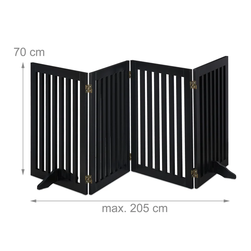 Barrière de sécurité extensible pour animaux 70 x 51 x 2 cm installation flexible ambiance sécurisée en MDF noir 13_0010758