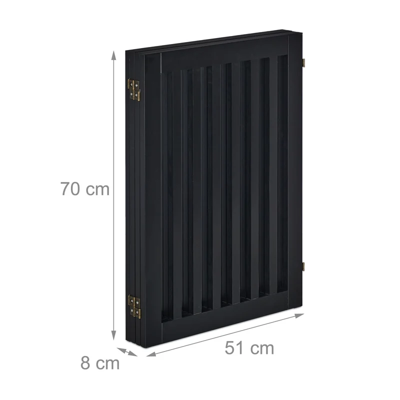 Barrière de sécurité extensible pour animaux 70 x 51 x 2 cm installation flexible ambiance sécurisée en MDF noir 13_0010758