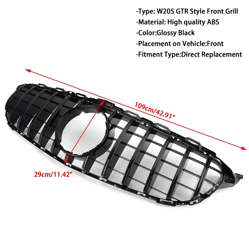 Calandre Avant Style GTR Mercedes Classe C W205 2015-2018