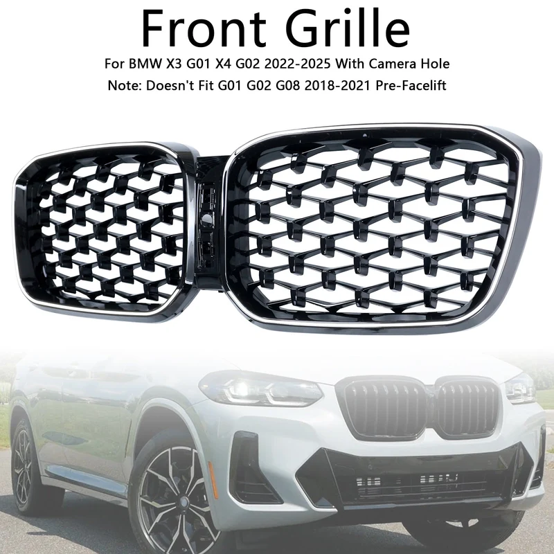 Grille Diamant BMW X3 X4 G01 G02 Noir 2022-2025 v2