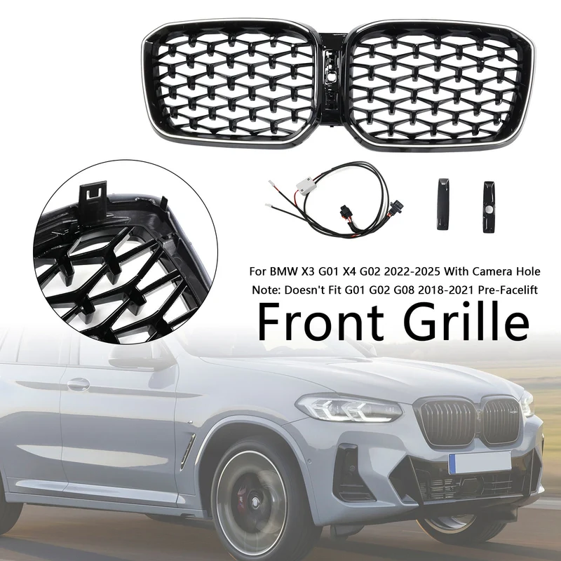 Grille Diamant BMW X3 X4 G01 G02 Noir 2022-2025 v2