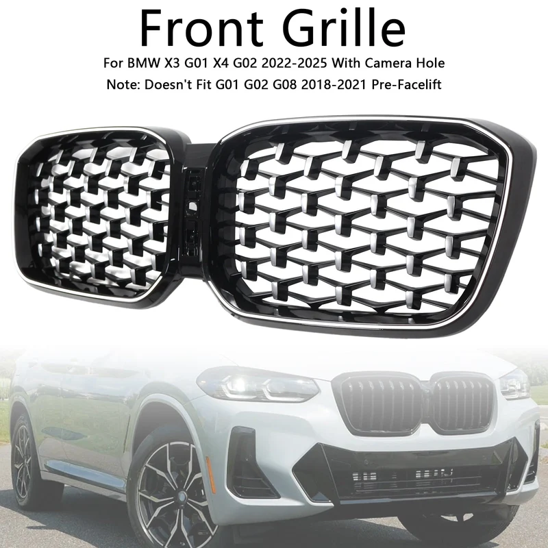 Calandre Diamant BMW X3 X4 G01 G02 Noir 2022-2025