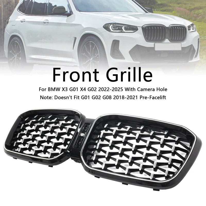 Calandre Diamant BMW X3 X4 G01 G02 Noir 2022-2025