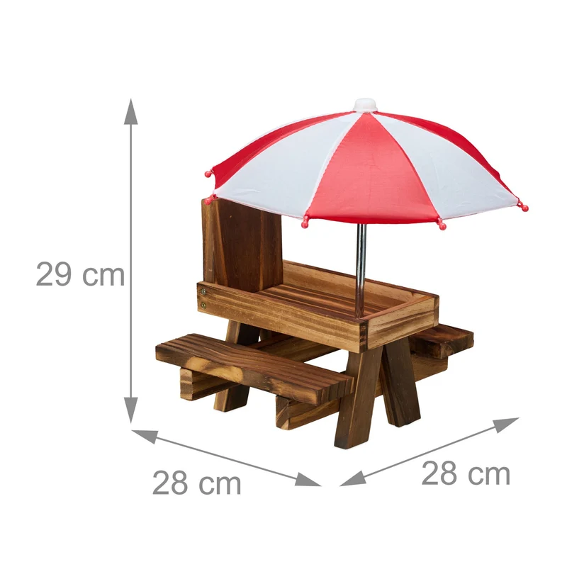 Mangeoire décorative pour écureuils jardin 18,5 x 21 x 18 cm aide animaux confortable en bois marron 13_0017007