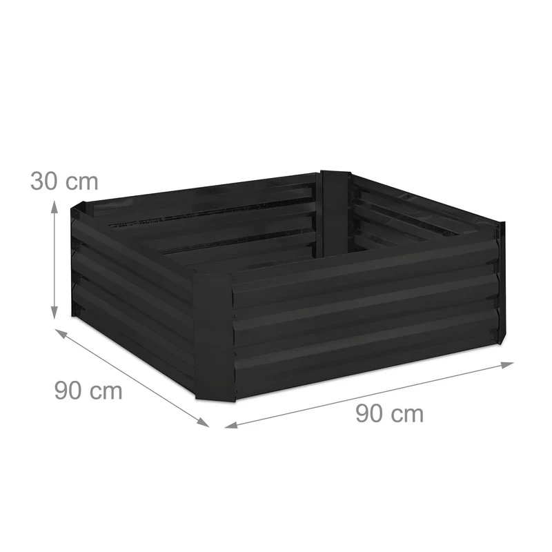 Carré potager en métal galvanisé pour jardin dehors 30 x 90 x 90 cm hauteur des parois contrôle de l'humidité en métal argenté 13_0011841