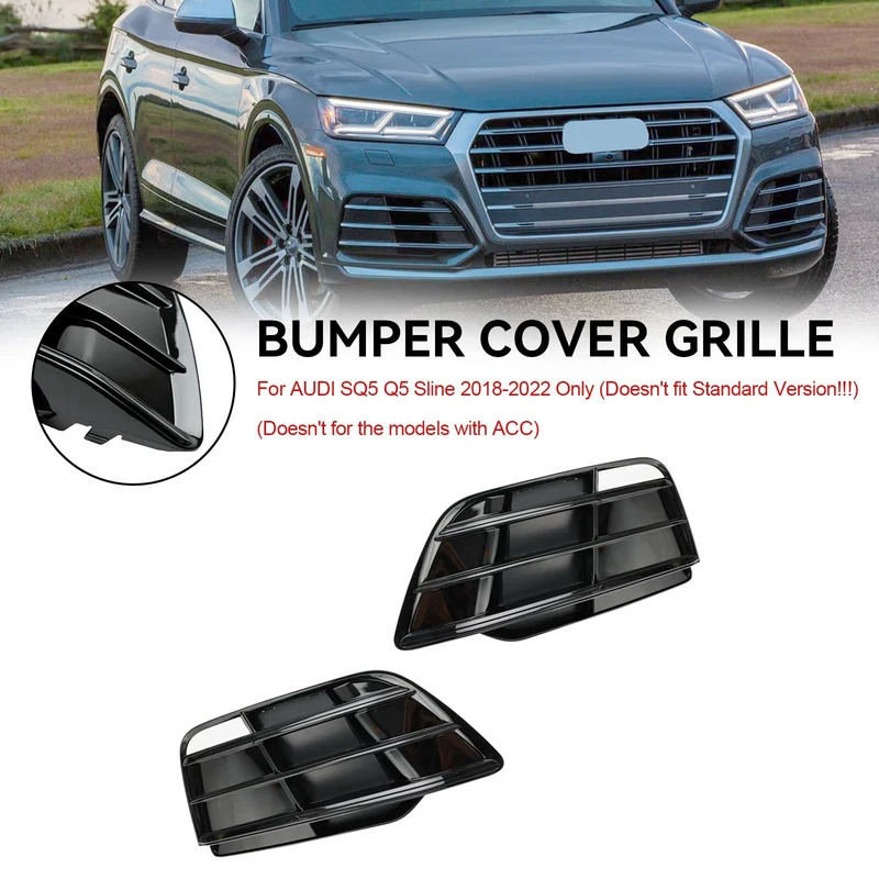 Grille Pare-Chocs Avant Audi Q5 SQ5 S-Line 2018-2022 Noir Brillant