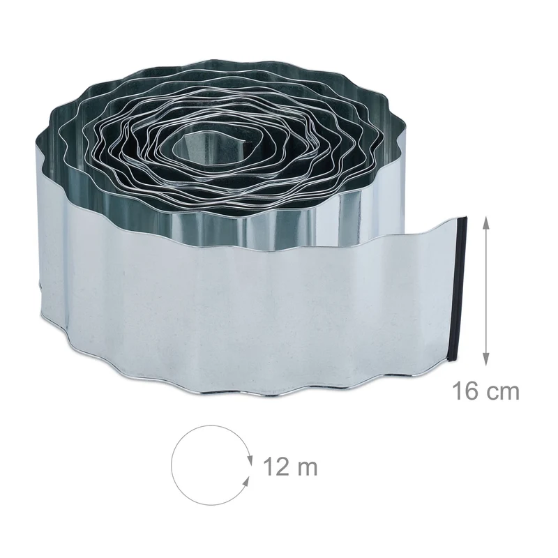 Lot de 12 mètres de bordure de jardin flexible délimitante pour espaces verts et parterres en plastique noir 13_0012643