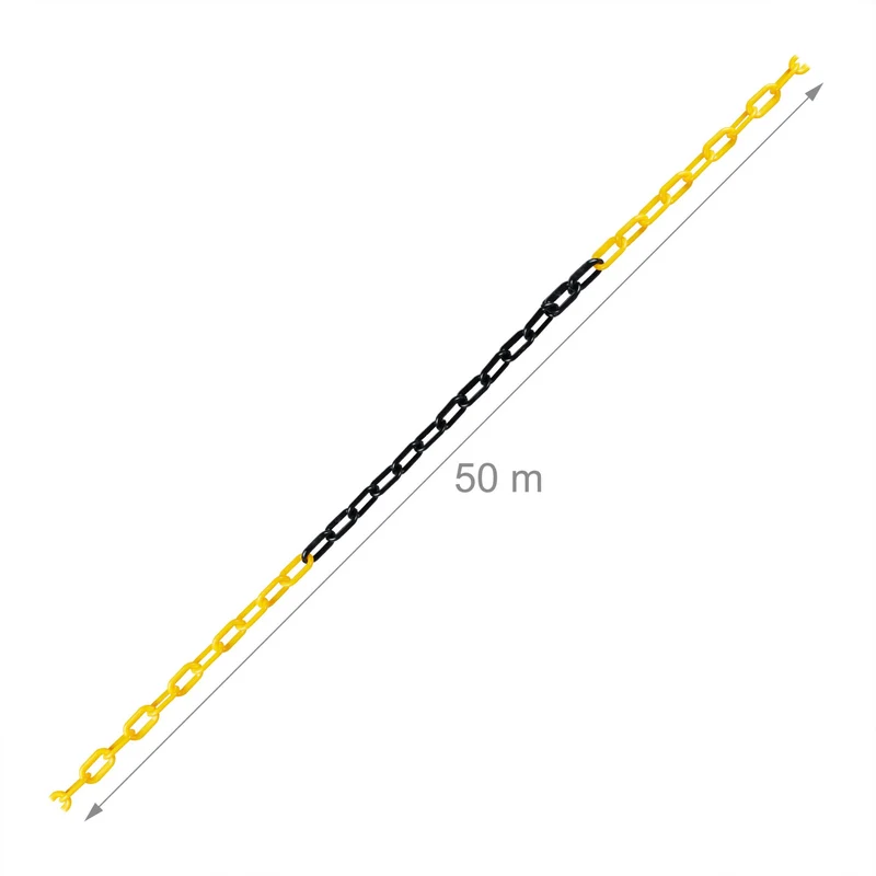 Chaîne de signalisation balisage longueur 10 m ou 20 m 3,5 x 2 cm visibilité optimale en plastique jaune 13_0015483