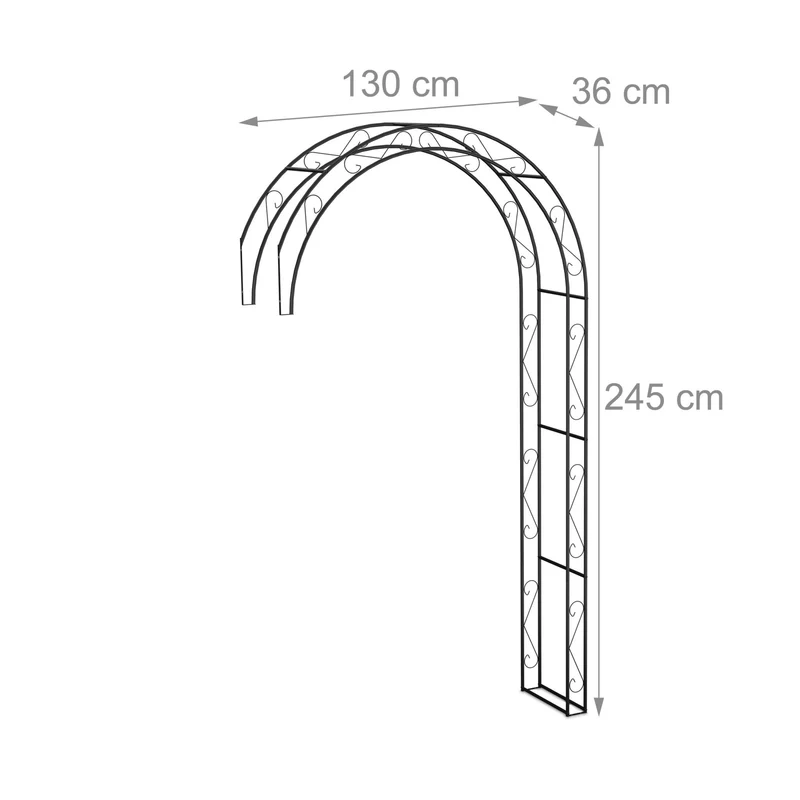 Arche de jardin décorative en métal 200 x 100 x 40 cm pour plantes grimpantes design romantique en acier noir 13_0016822