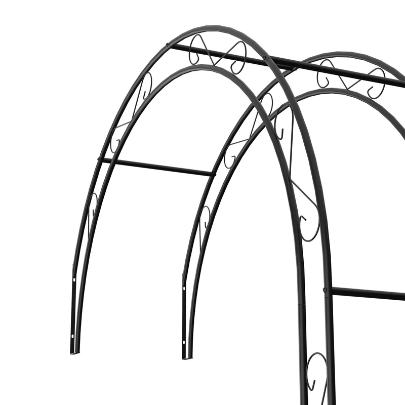 Arche de jardin décorative en métal 200 x 100 x 40 cm pour plantes grimpantes design romantique en acier noir 13_0016822