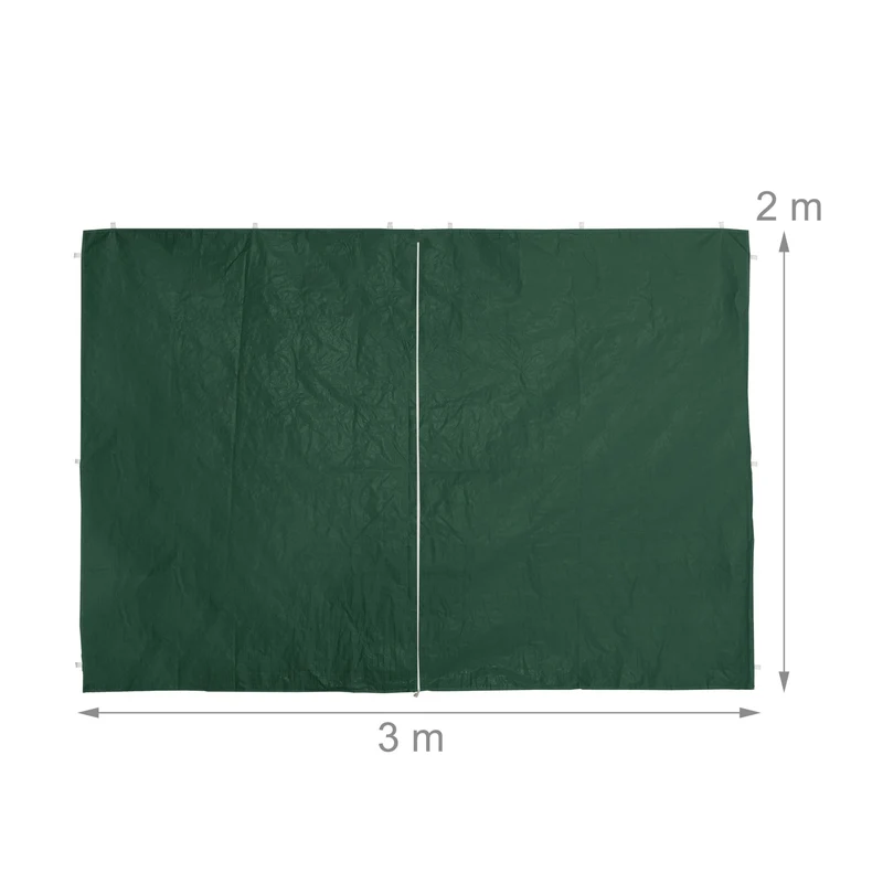 Lot de 4 parois latérales pour tonnelle jardin protection intempéries 3 x fenêtre en PE vert 13_0010636
