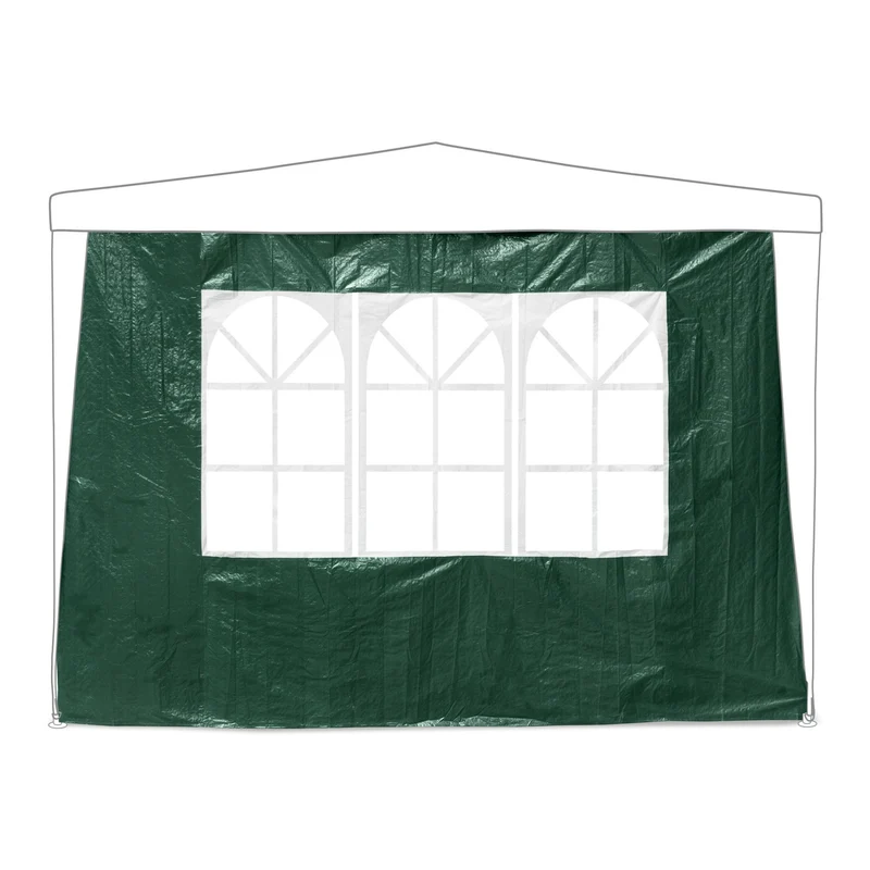 Lot de 4 parois latérales pour tonnelle jardin protection intempéries 3 x fenêtre en PE vert 13_0010636