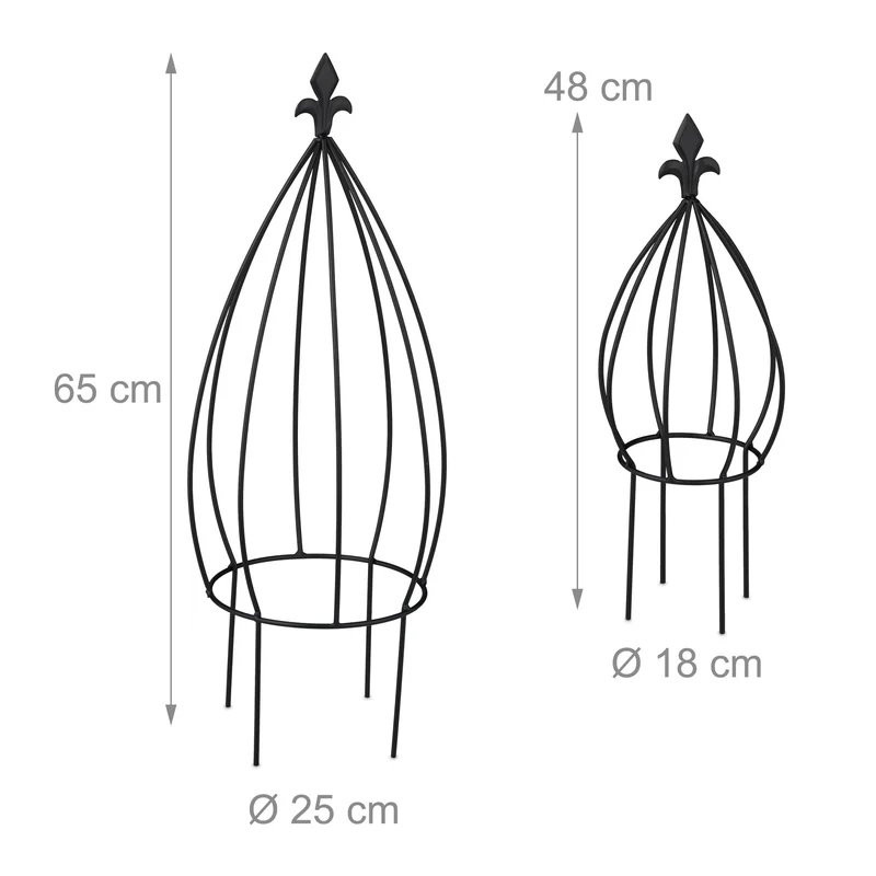 Lot de 2 tuteurs à plantes décoratifs jardin 120 x 20 x 20 cm en acier vert 13_0016792