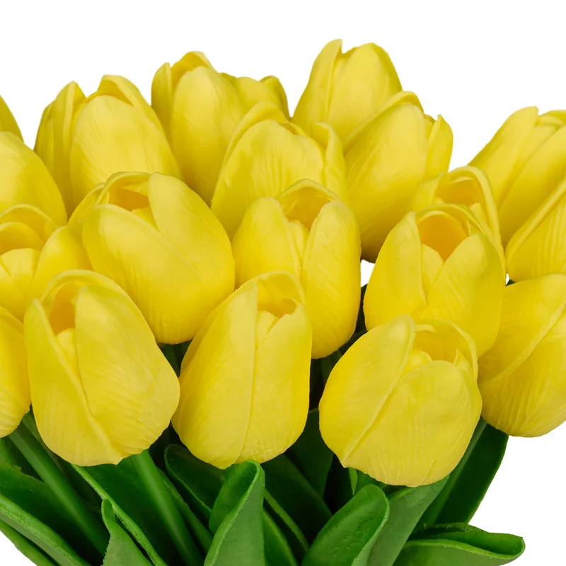 Lot de 24 tulipes artificielles décoratives pour salon chambre 33,5 cm style épuré en plastique blanc 13_0016308