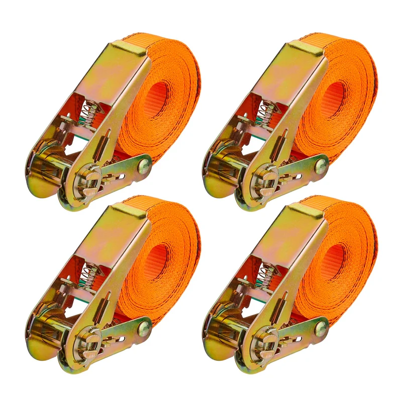 Lot de 4 sangles de tension sécurisation chargement 4 m capacité 500 kg en polyester orange 13_0016933