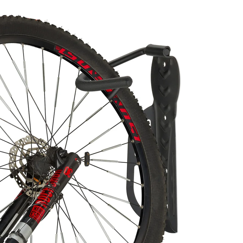 Lot de 2 supports muraux pour vélos rangement vertical garage cave entrée 25 kg en métal noir 13_0012751