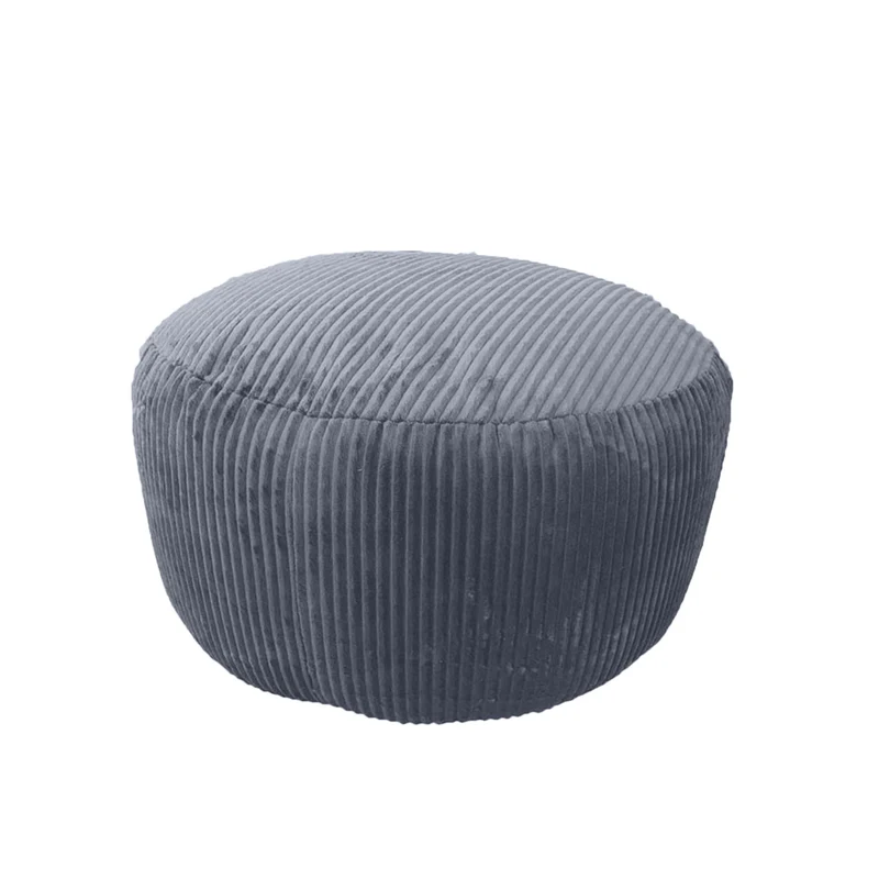 Pouf en velours côtelé bohème siège d'appoint style déco 25 x 35 cm en polyester gris 13_0017778