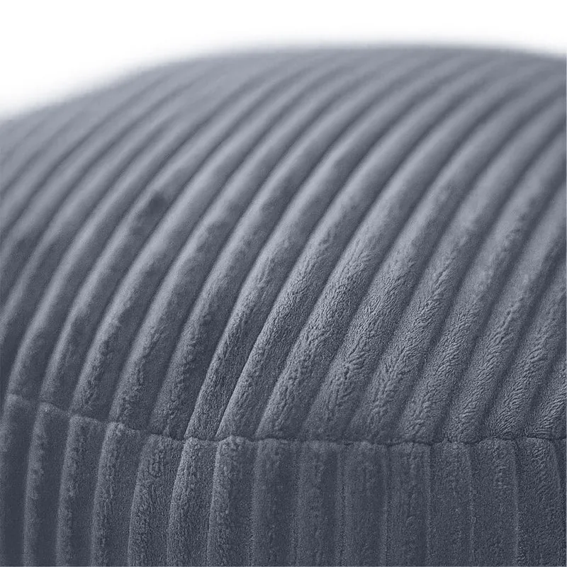 Pouf en velours côtelé bohème siège d'appoint style déco 25 x 35 cm en polyester gris 13_0017778