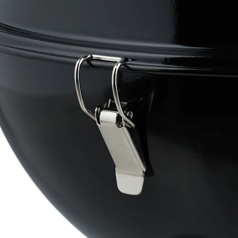 Barbecue rond portable compact 37 cm avec couvercle amovible idéal pique-nique en acier noir 13_0016760