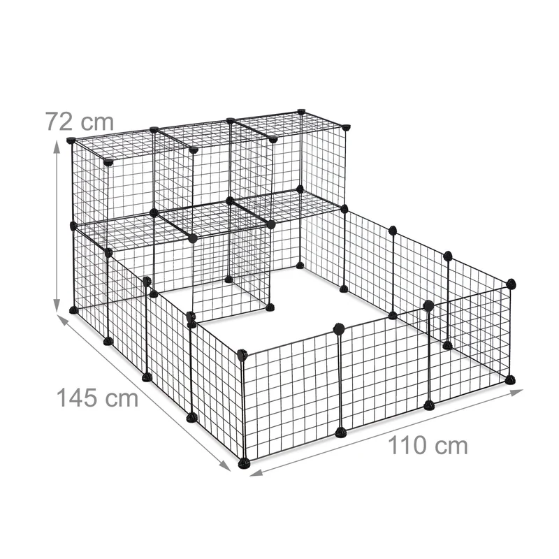 Enclos modulable pour petits animaux 29 éléments intérieur extérieur pratique 205 x 80 x 80 cm en métal blanc 13_0011233