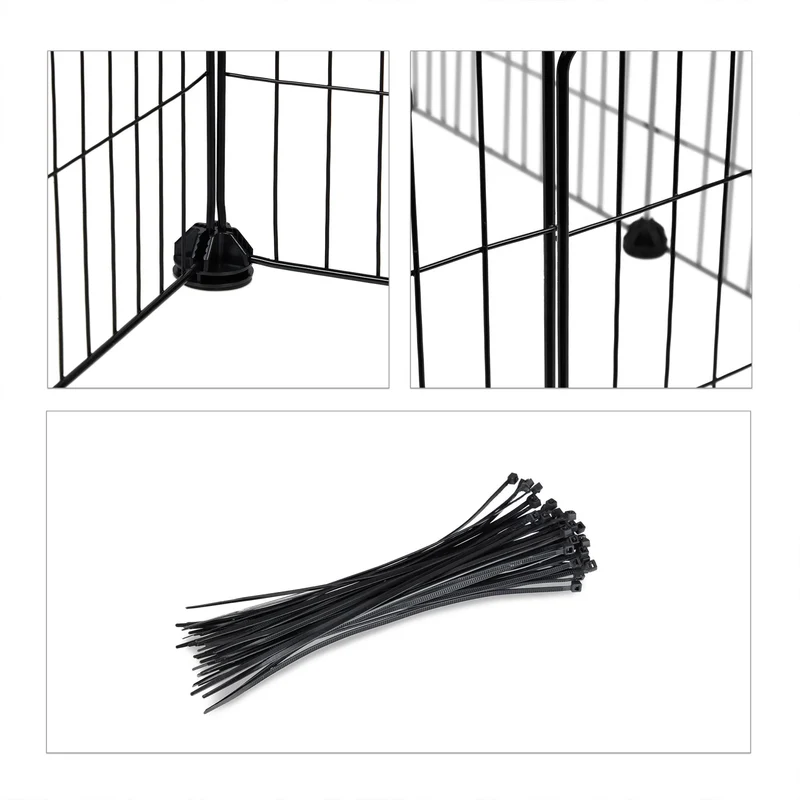 Enclos modulable pour petits animaux 29 éléments intérieur extérieur pratique 205 x 80 x 80 cm en métal blanc 13_0011233
