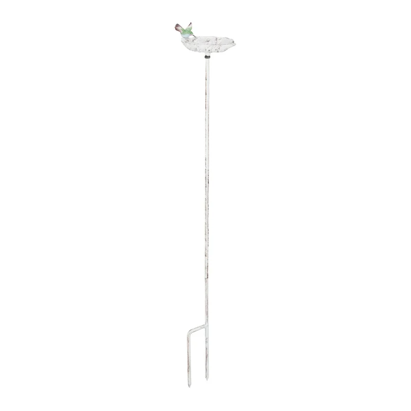 Abreuvoir à oiseaux en fonte motif feuille jardin 100 x 18,5 x 13 cm décoratif résistant aux intempéries en fonte gris 13_0009198