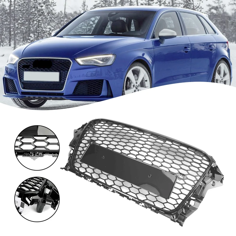 Grille Avant Style RS3 Noir Brillant Audi A3 S3 2013-2016