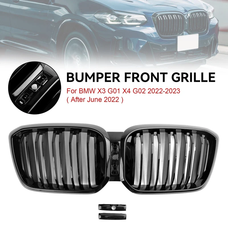 Calandre Noir Brillant BMW X3 X4 G01 G02 2022-2023