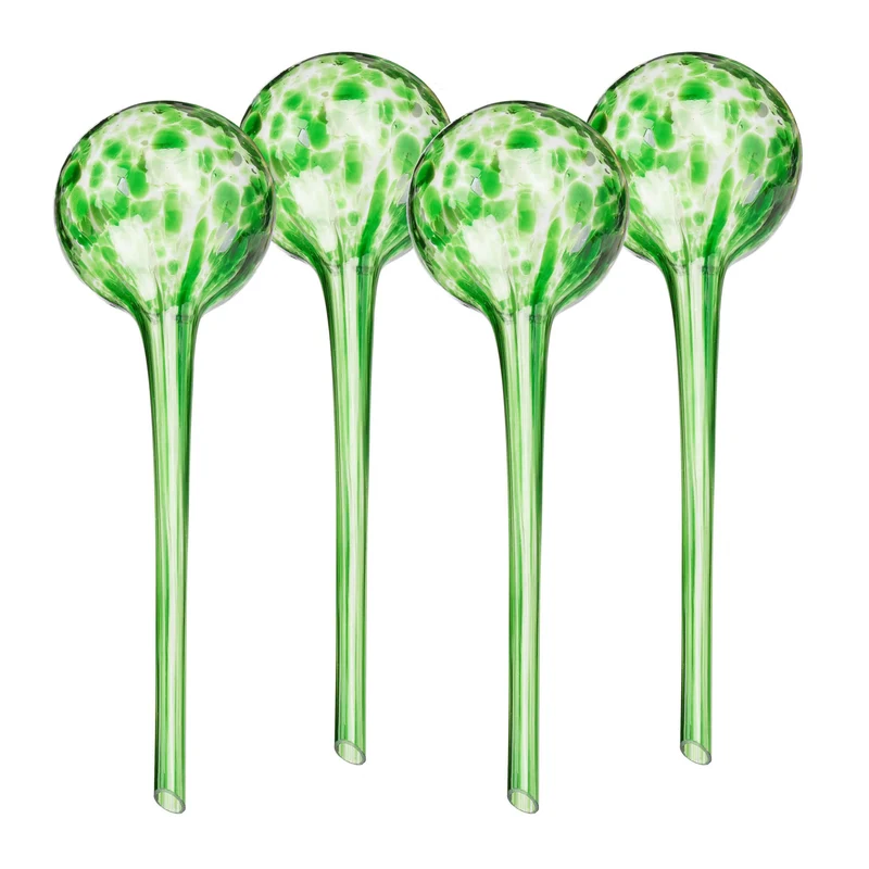 Lot de 4 cônes d'arrosage automatique pour plantes d'intérieur extérieur 30 x 9 cm en verre transparent 13_0015365
