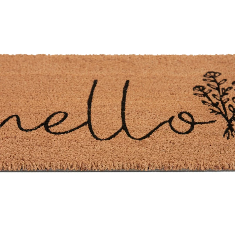 Paillasson décoratif antidérapant pour l'entrée intérieur extérieur 75 x 45 cm en fibres de coco marron 13_0015602