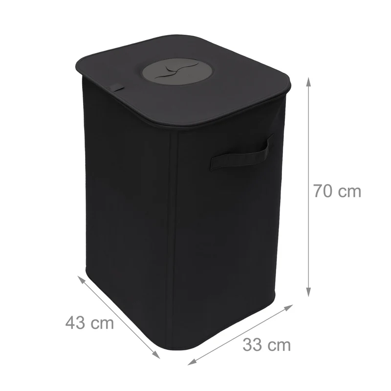 Conteneur de collecte 100 litres rangement pratique bureau cuisine 70 x 43 x 33 cm en polyester gris 13_0017922