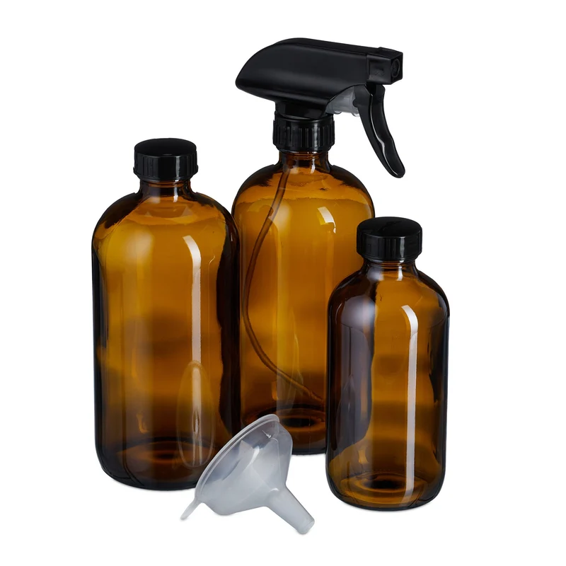 Lot de 4 vaporisateurs rechargeables 250 ml et 500 ml pour entretien intérieur et jardin en verre marron 13_0016908