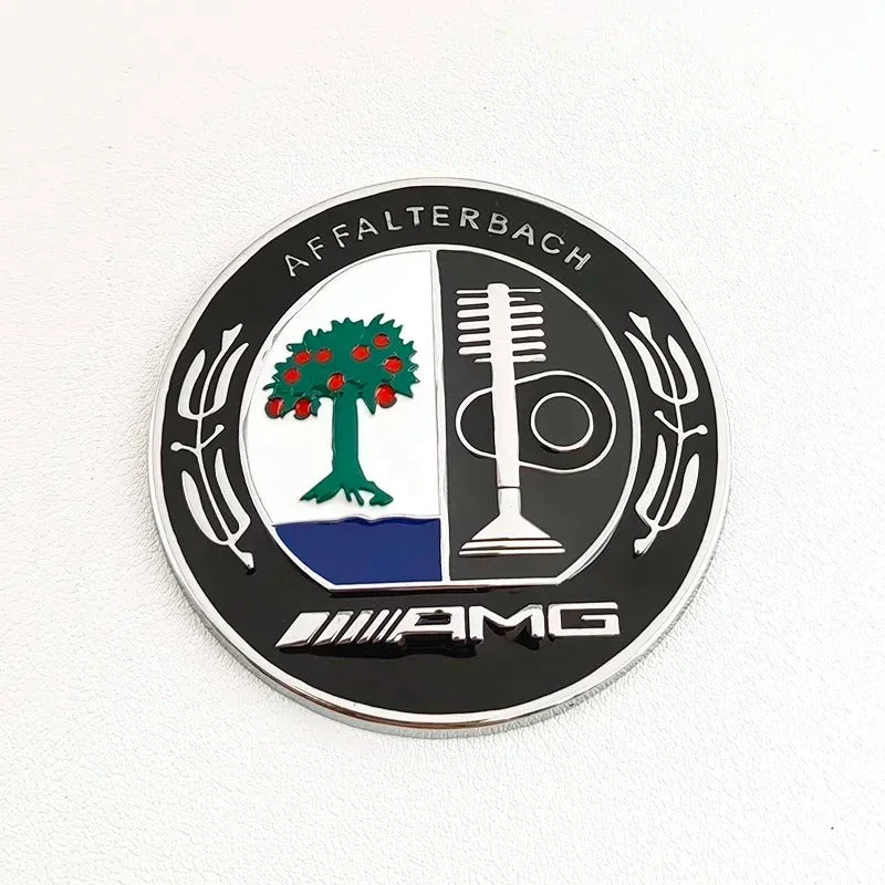 Logo Mercedes AMG Sticker Capot Noir Chrome