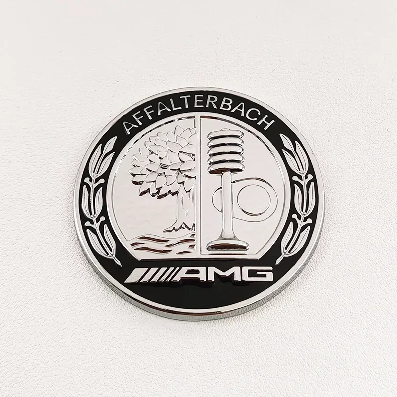 Logo Mercedes AMG Sticker Capot Noir Chrome