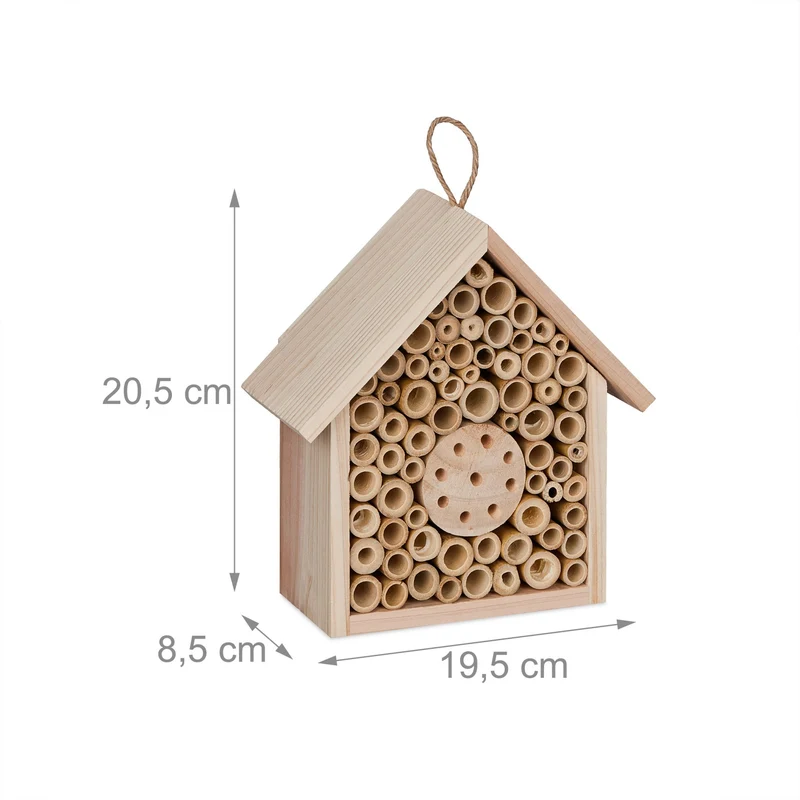 Hôtel à insectes pour jardin 30 x 20 x 10 cm abri de nidification naturel design en bois non traité 13_0013957
