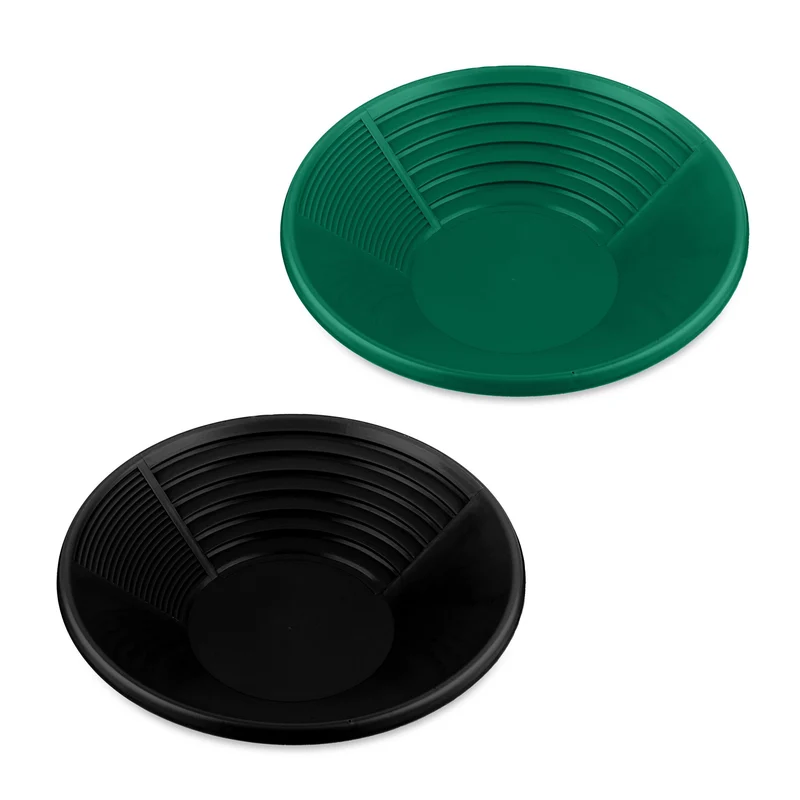 Lot de 2 batées d'orpaillage 3 zones pour chercheurs d'or jardin couleur verte en plastique noir 13_0016181